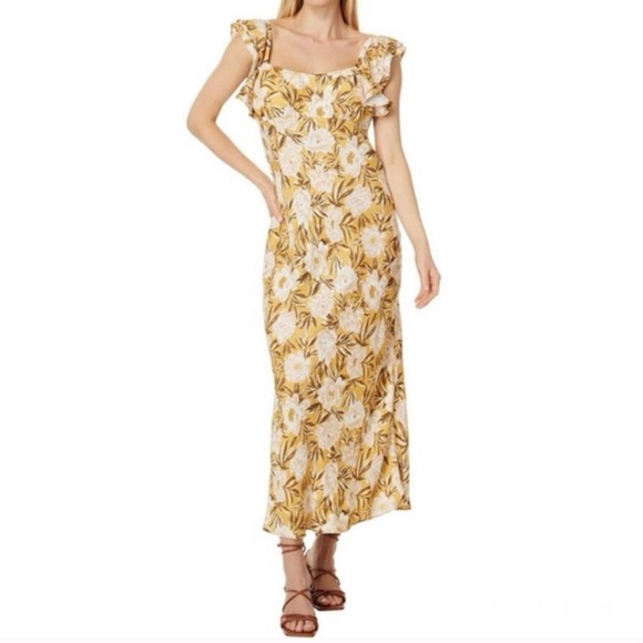 Madewell Floral Dress Angelina Slip Dress Chamomile Tea Yellow Floral Print - Picture 3 of 4